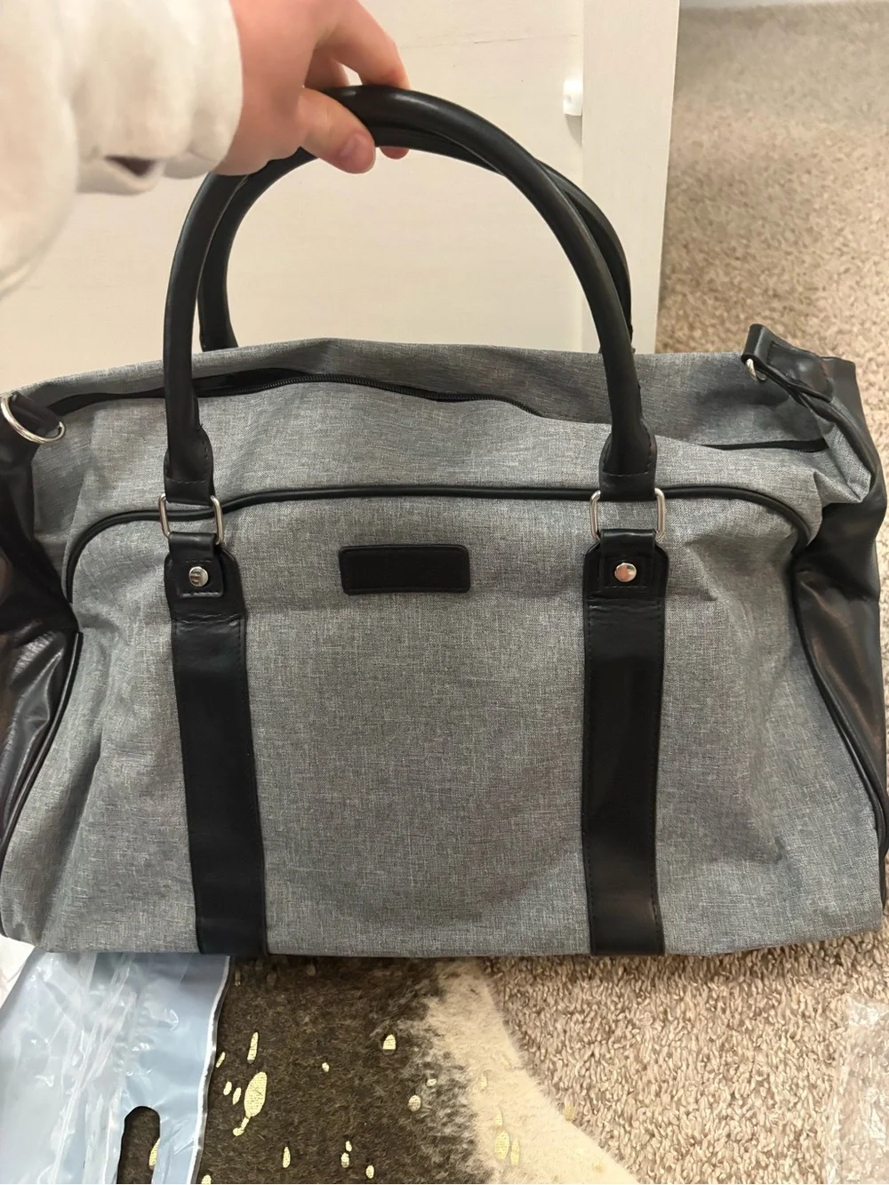 Gray & Black Travel Weekender Bag by